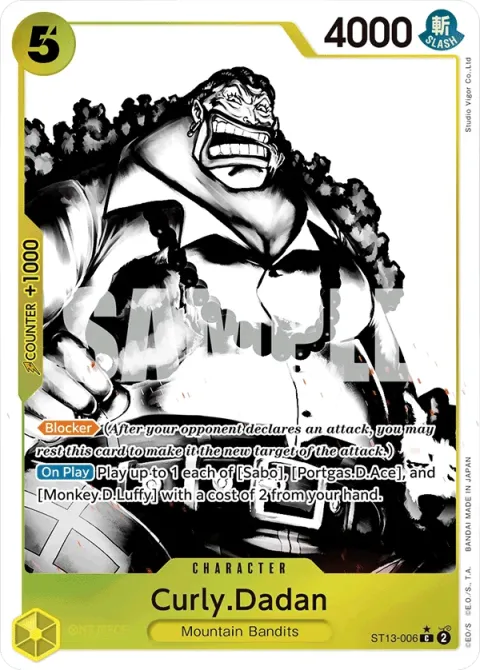 Carte One Piece Curly.Dadan ST13-006 · parallèle, extension Deck The Three Brothers (sortie anglaise)