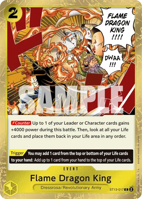 Carte One Piece Flame Dragon King ST13-017, extension Deck The Three Brothers (sortie anglaise)