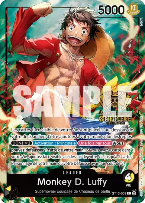 Carte One Piece Monkey D. Luffy ST13-003 · parallèle, extension Deck The Three Brothers (sortie anglaise)