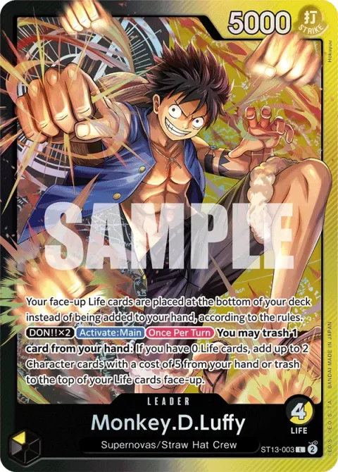 Carte One Piece Monkey.D.Luffy ST13-003, extension Deck The Three Brothers (sortie anglaise)