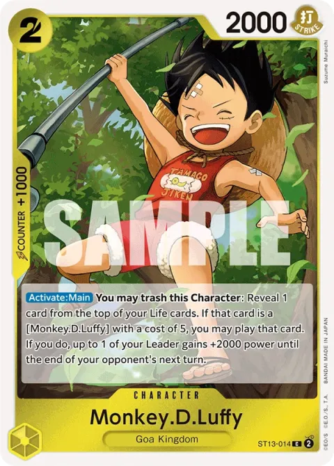Carte One Piece Monkey.D.Luffy ST13-014, extension Deck The Three Brothers (sortie anglaise)