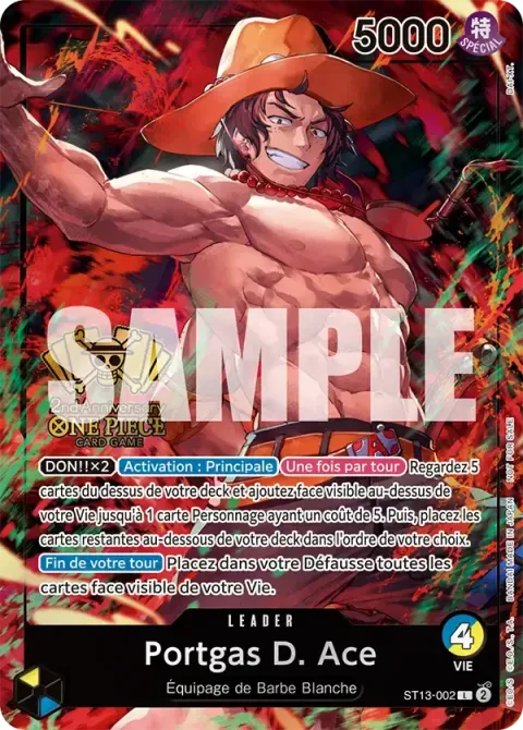 Carte One Piece Portgas D. Ace ST13-002 · parallèle, extension Deck The Three Brothers (sortie anglaise)