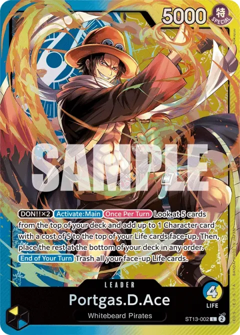 Carte One Piece Portgas.D.Ace ST13-002, extension Deck The Three Brothers (sortie anglaise)