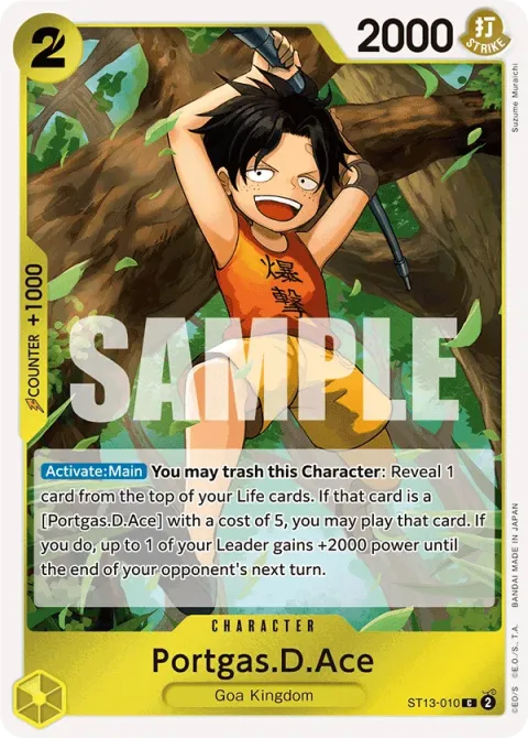 Carte One Piece Portgas.D.Ace ST13-010, extension Deck The Three Brothers (sortie anglaise)
