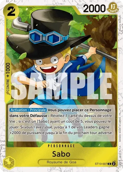 Carte One Piece Sabo ST13-007 · parallèle, extension Deck The Three Brothers (sortie anglaise)