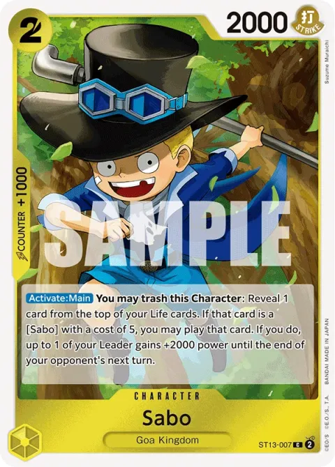 Carte One Piece Sabo ST13-007, extension Deck The Three Brothers (sortie anglaise)