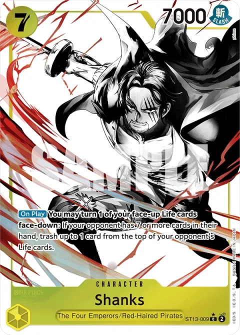 Carte One Piece Shanks ST13-009 · parallèle, extension Deck The Three Brothers (sortie anglaise)