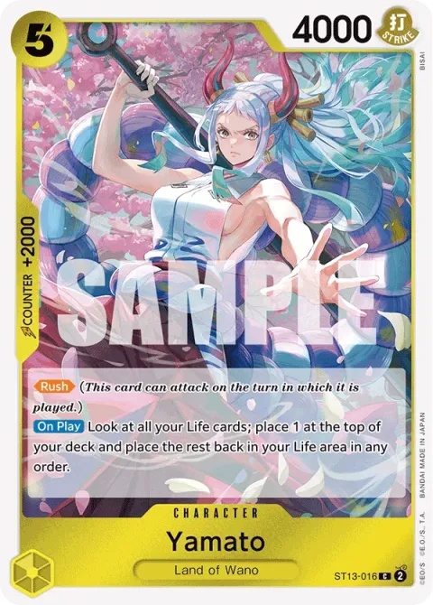 Carte One Piece Yamato ST13-016, extension Deck The Three Brothers (sortie anglaise)