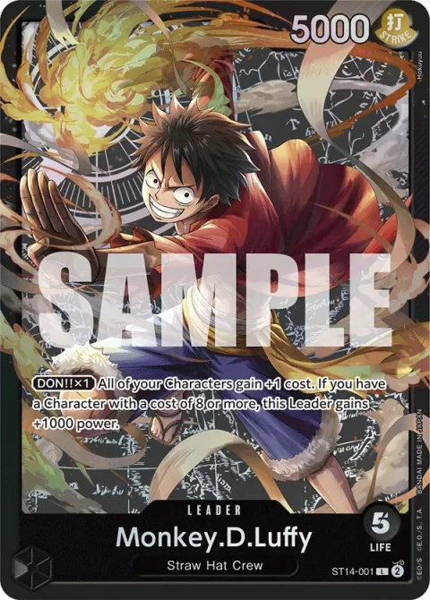 Carte One Piece Monkey.D.Luffy ST14-001, extension Deck 3D2Y (sortie anglaise)