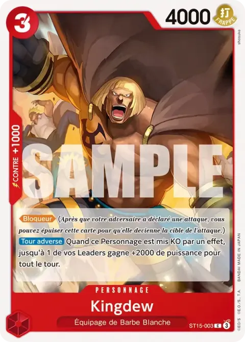 Carte One Piece Kingdew ST15-003, extension Deck rouge Edward Newgate
