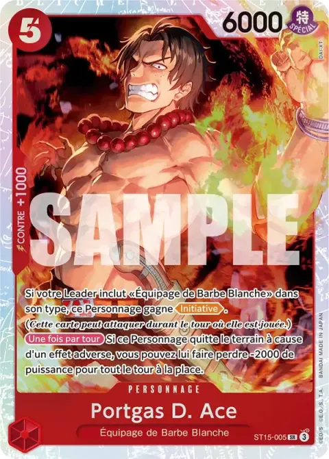 Carte One Piece Portgas D. Ace ST15-005, extension Deck rouge Edward Newgate