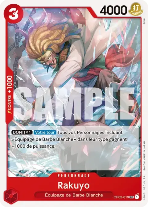 Carte One Piece Rakuyo OP02-019 · parallèle, extension Deck rouge Edward Newgate