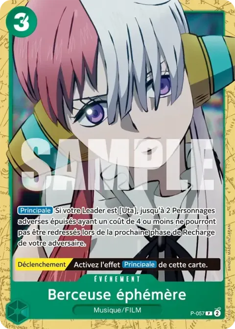 Carte One Piece Berceuse éphémère P-057 · parallèle, extension Deck vert Uta