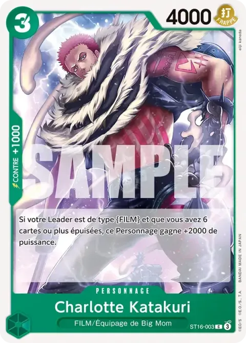 Carte One Piece Charlotte Katakuri ST16-003, extension Deck vert Uta