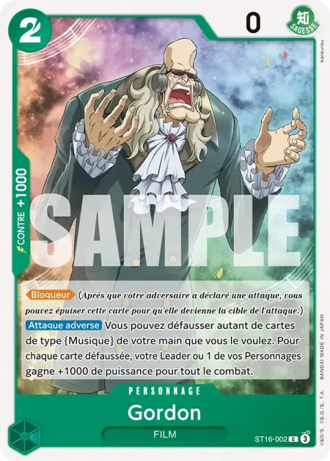 Carte One Piece Gordon ST16-002, extension Deck vert Uta