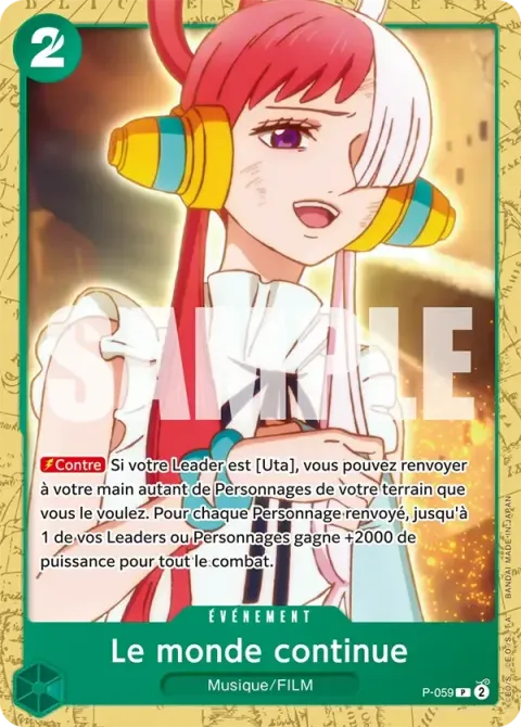 Carte One Piece Le monde continue P-059 · parallèle, extension Deck vert Uta