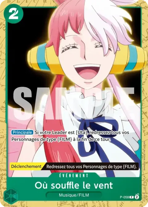 Carte One Piece Où souffle le vent P-058 · parallèle, extension Deck vert Uta
