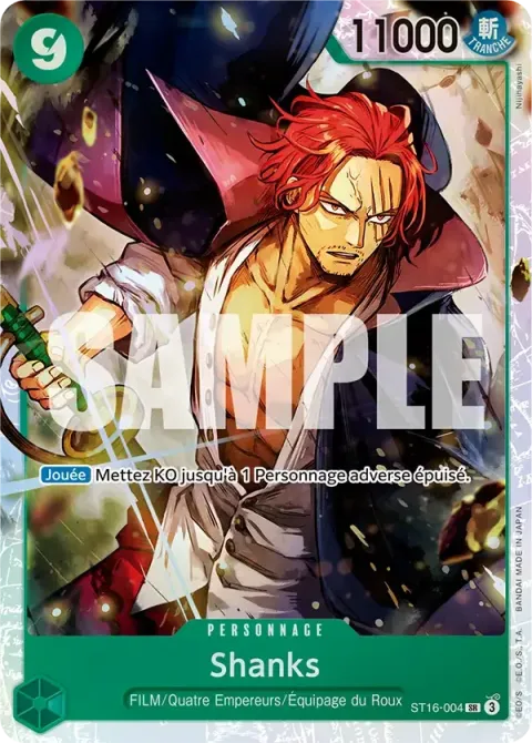 Carte One Piece Shanks ST16-004, extension Deck vert Uta