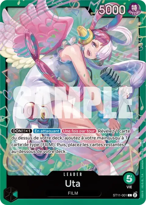 Carte One Piece Uta ST11-001 · parallèle, extension Deck vert Uta