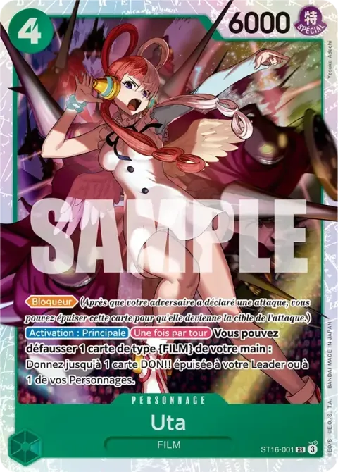Carte One Piece Uta ST16-001, extension Deck vert Uta