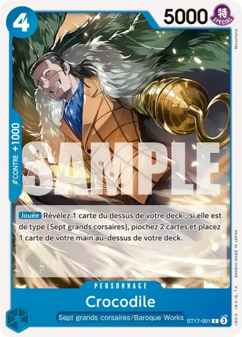 Carte One Piece Crocodile ST17-001, extension Deck bleu Don Quijote Doflamingo