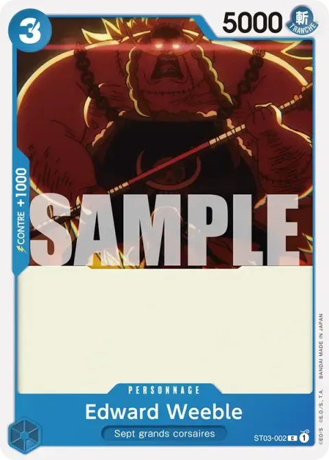 Carte One Piece Edward Weeble ST03-002 · parallèle, extension Deck bleu Don Quijote Doflamingo