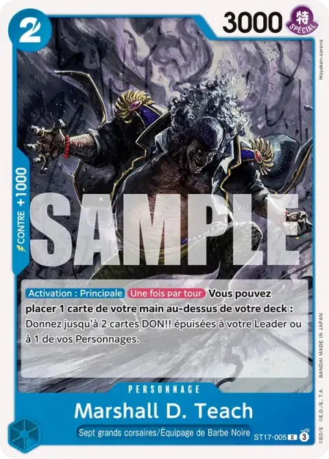 Carte One Piece Marshall D. Teach ST17-005, extension Deck bleu Don Quijote Doflamingo