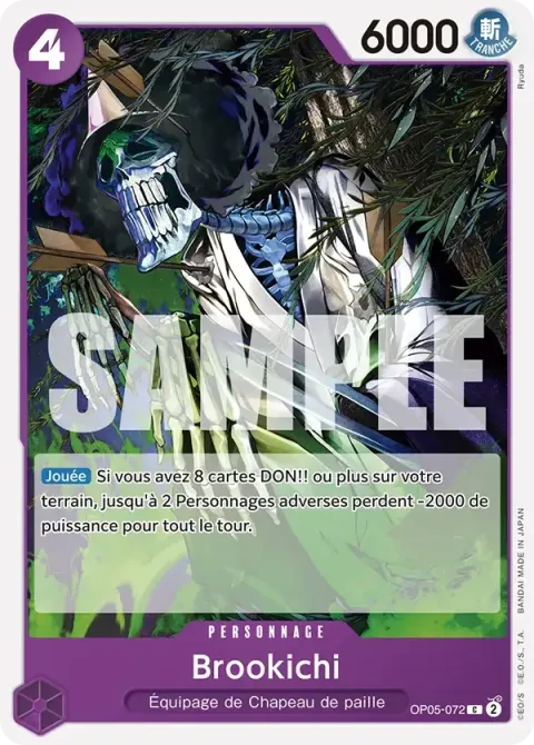 Carte One Piece Brookichi OP05-072 · parallèle, extension Deck violet Monkey D. Luffy