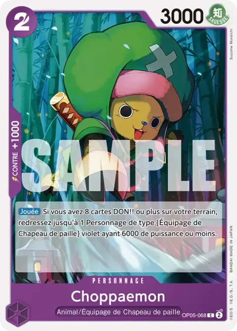 Carte One Piece Choppaemon OP05-068 · parallèle, extension Deck violet Monkey D. Luffy