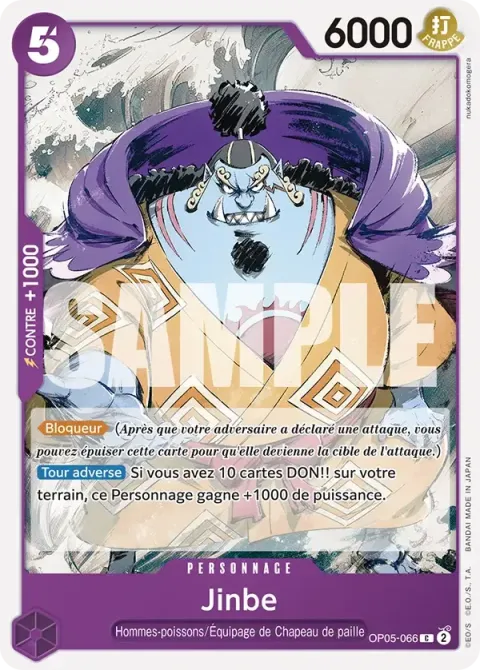 Carte One Piece Jinbe OP05-066 · parallèle, extension Deck violet Monkey D. Luffy