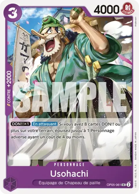 Carte One Piece Usohachi OP05-061 · parallèle, extension Deck violet Monkey D. Luffy