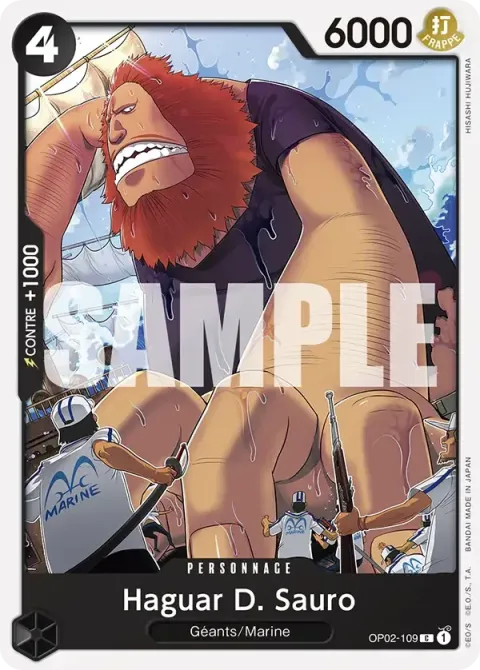 Carte One Piece Haguar D. Sauro OP02-109 · parallèle, extension Deck noir Smoker