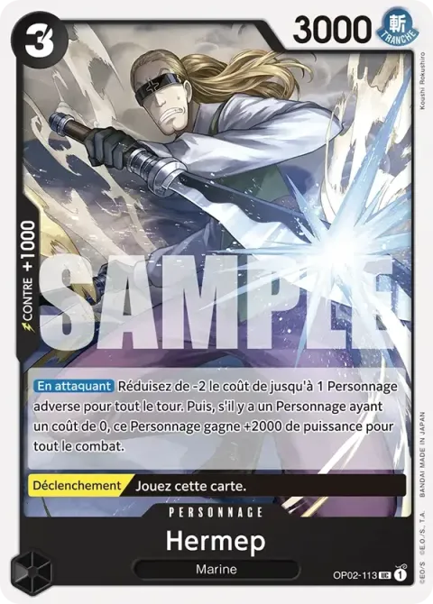 Carte One Piece Hermep OP02-113 · parallèle, extension Deck noir Smoker