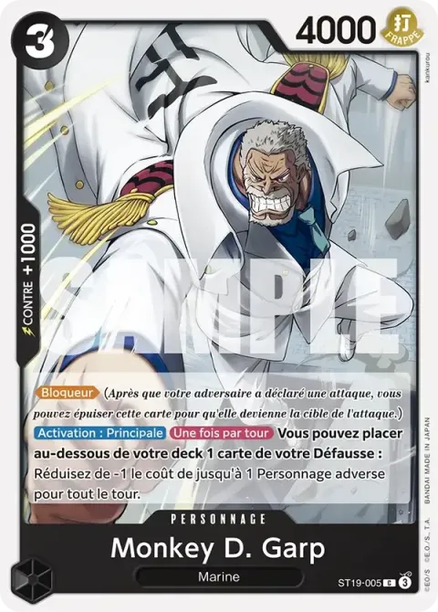 Carte One Piece Monkey D. Garp ST19-005, extension Deck noir Smoker