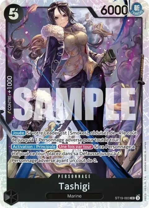 Carte One Piece Tashigi ST19-003, extension Deck noir Smoker