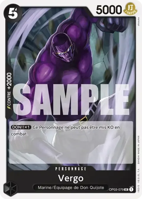 Carte One Piece Vergo OP03-079 · parallèle, extension Deck noir Smoker