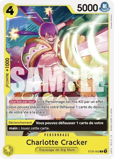 Carte One Piece Charlotte Cracker ST20-002, extension Deck jaune Charlotte Katakuri