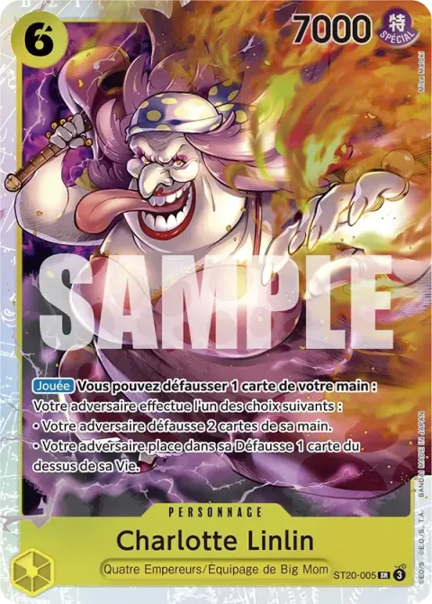Carte One Piece Charlotte Linlin ST20-005, extension Deck jaune Charlotte Katakuri