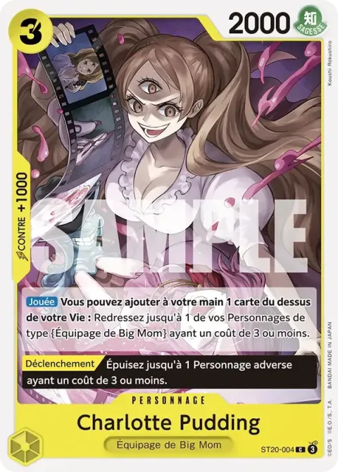 Carte One Piece Charlotte Pudding ST20-004, extension Deck jaune Charlotte Katakuri