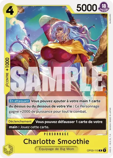 Carte One Piece Charlotte Smoothie OP03-110 · parallèle, extension Deck jaune Charlotte Katakuri