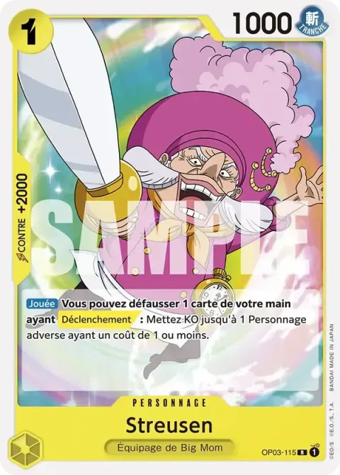 Carte One Piece Streusen OP03-115 · parallèle, extension Deck jaune Charlotte Katakuri