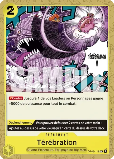Carte One Piece Térébration OP03-118 · parallèle, extension Deck jaune Charlotte Katakuri