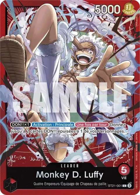 Carte One Piece Monkey D. Luffy ST21-001, extension Deck Gear 5TH