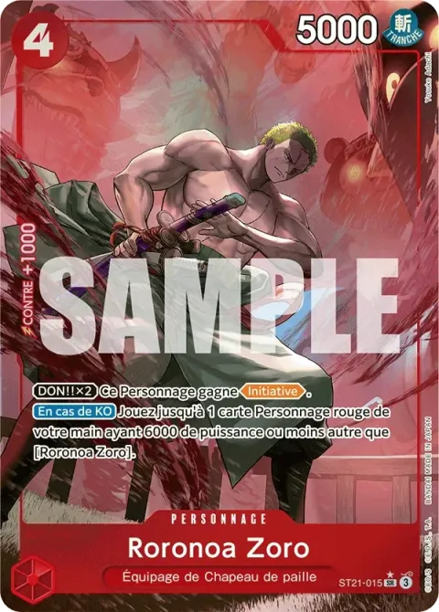 Carte One Piece Roronoa Zoro ST21-015 · parallèle, extension Deck Gear 5TH