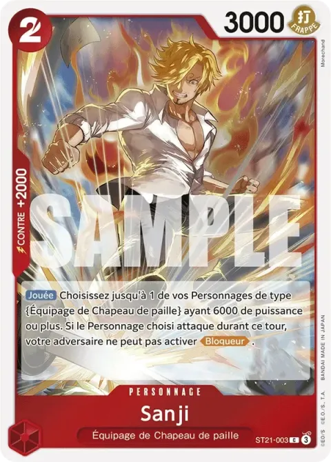 Carte One Piece Sanji ST21-003, extension Deck Gear 5TH
