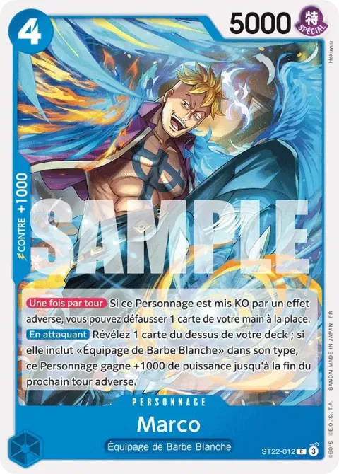 Carte One Piece Marco ST22-012, extension Deck Ace et Newgate