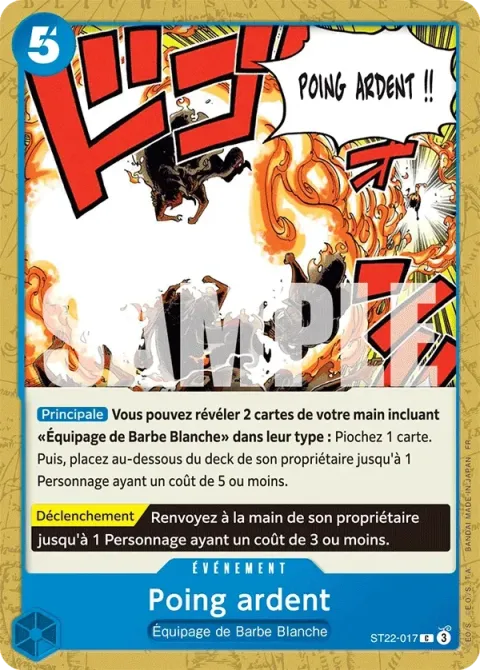 Carte One Piece Poing ardent ST22-017, extension Deck Ace et Newgate