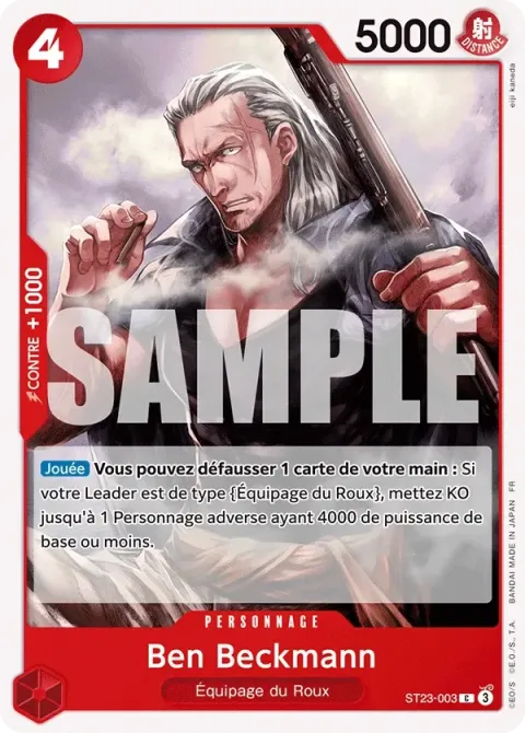 Carte One Piece Ben Beckmann ST23-003, extension Deck rouge Shanks