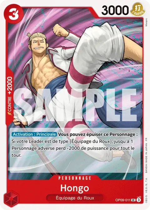 Carte One Piece Hongo OP09-011, extension Deck rouge Shanks