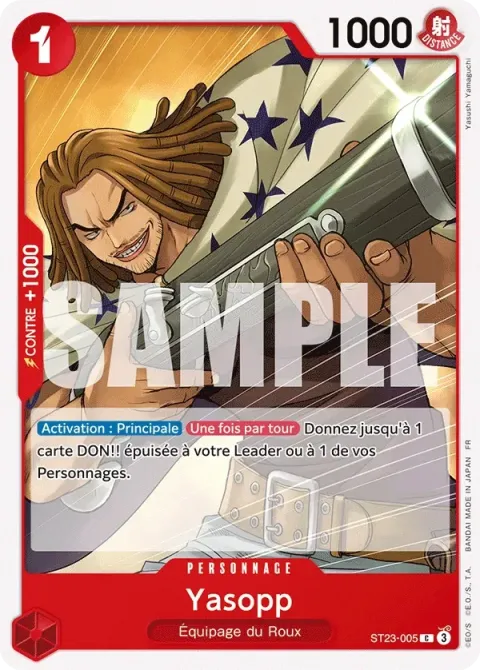 Carte One Piece Yasopp ST23-005, extension Deck rouge Shanks